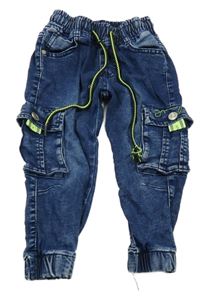 Tmavomodré cargo jogger rifle s vreckami