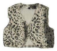 Smetanovo-sivá vzorovaná kožušinová podšitá vesta