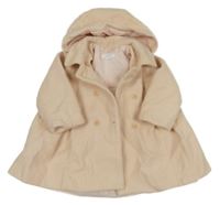 Pudrový flaušový podšitý kabát s kapucí Jacaidi