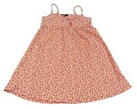 Oranžové kvetované šaty s mašlou C&A