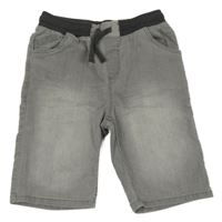 Šedé riflové kraťasy s gumovým pasem Yigga