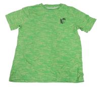 Zelené batikované tričko s palmou Yigga