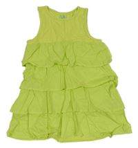 Limetkové vrstvené plátenné šaty