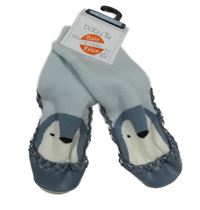 Nové - Modrošedé koženkové mokasíny s ponožkami Tu