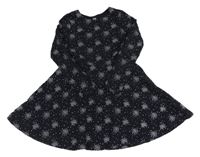 Tmavomodré bavlnené šaty so vzorom H&M