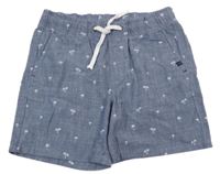 Modré plátenné kraťasy s palmami H&M