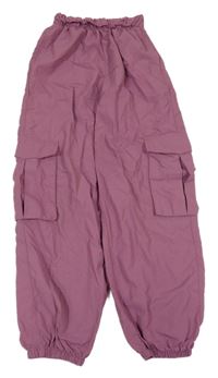 Růžové šusťákové cargo cuff kalhoty Y.F.K.