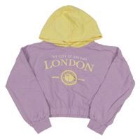 Lila-žltá crop mikina s nápisom a kapucňou LC Waikiki