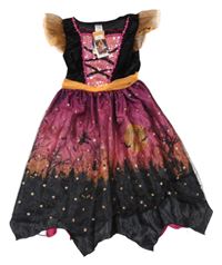 Nové - Černo-růžové sametovo/tylové halloweenské šaty F&F