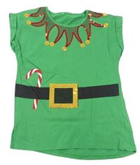 Zelené vianočné tričko s flitry - elf miss e-vie