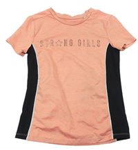 Světleoranžovo-čierne melírované športové tričko s nápisom C&A