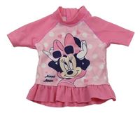 Svetloružová -ružové bodkovaná é UV tričko s Minnie a volánikom Disney