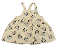 Vanilkové melírované plátěné propínací šaty s Minnie H&M