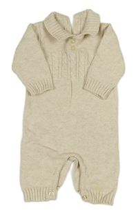 Smetanovo-světlešedý melírovaný pletený overal s límečkem Matalan