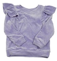 Levandulová rebrovaná plyšová mikina s volánikmi little kids