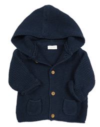 Tmavomodrý propínací svetr s kapucí Next