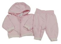 2Set - Svetloružová prepínaci mikina s pruhmi a kapucí + tepláky zn. C&A