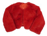 Červené kožešinové podšité bolérko