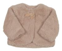 Svetloružová kožušinová podšitá bunda s mašlou Matalan