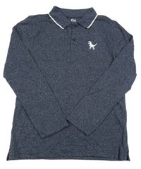 Tmavomodré melírované mikinotriko s dinosaurom a golierikom C&A