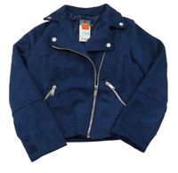 Nové - tmavomodrý semišový jarní crop křivák PRIMARK