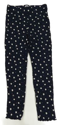 Tmavomodré květované puntíkaté žebrované legíny LA REDOUTE