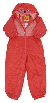 Jahodovo-růžová šusťáková funkční jarní kombinéza s kapucí s čumáčkem REGATTA