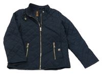 Tmavomodrá prošívaná šusťáková přechodová bunda ZARA