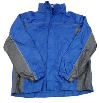 Safírovo-tmavošedá šusťáková jarní bunda s ukrývací kapucí alive