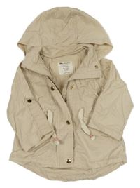 Svetlobéžová plátenná parka s kapucňou Zara