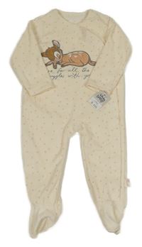 Nové - smetanový puntíkatý fleecový overal s Bambim George