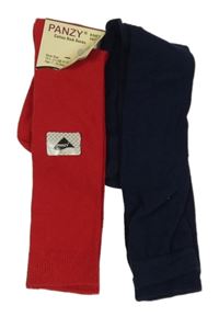 Nové - 2x - Podkolenky - Červené PANZY, tmavomodré vel. 31-36