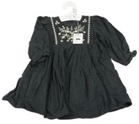 Nové - tmavošedé manšestrové šaty s kytičkami Tu