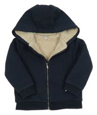 Tmavomodrá propínací zateplená mikina s kapucí LA REDOUTE