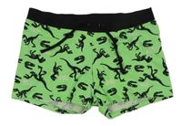 Zeleno-čierne nohavičkové plavky s kostrami dinosaurů bpc