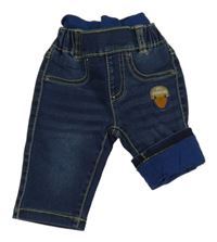 Tmavomodré teplákové podšité rifle s líškou a úpletovým pasom POCOPIANO