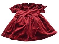 Vínové zamatové šaty s mašlou a golierikom Matalan