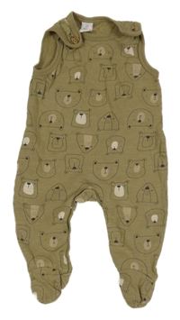 Hnědokhaki dupačky s medvídky Topomini