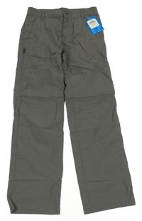 Nové - tmavosivé kockované šušťákové outdoorové nohavice s odepínacími nohavicami Columbia