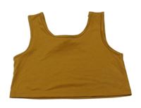 Hnedý rebrovaný crop top SHEIN