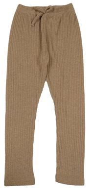 Hnedé rebrované úpletové legíny s mašlou SHEIN