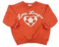 Červená oversize mikina so srdiečkom a nápisom ZARA