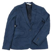 Tmavomodré melírované ľanové sako H&M