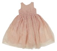 Světlerůžové tylové slavnostní šaty s flitry H&M