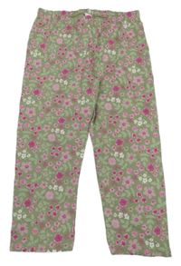 Světlekhaki kvietkovane capri legíny Topolino