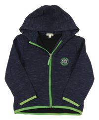 Tmavomodrá melírovaná prepínaci mikina s tigrom a kapucňou Vertbaudet