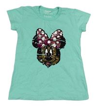 Tyrkysové tričko s Minnie z překlápěcích flitrů