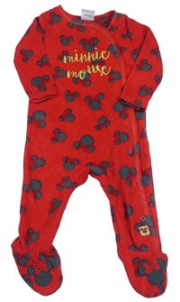 Červený fleecový overal s Minnie Disney