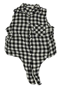Černo-bílá kostkovaná crop halenka H&M