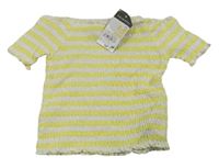 Žlto-biele pruhované žabičkové crop tričko Primark